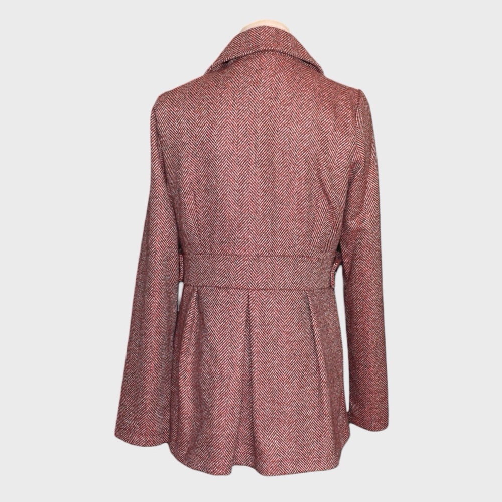 NWT Needle & Thread for Francescas Red Herringbone Wool-Blend Peacoat - Picture 3 of 5